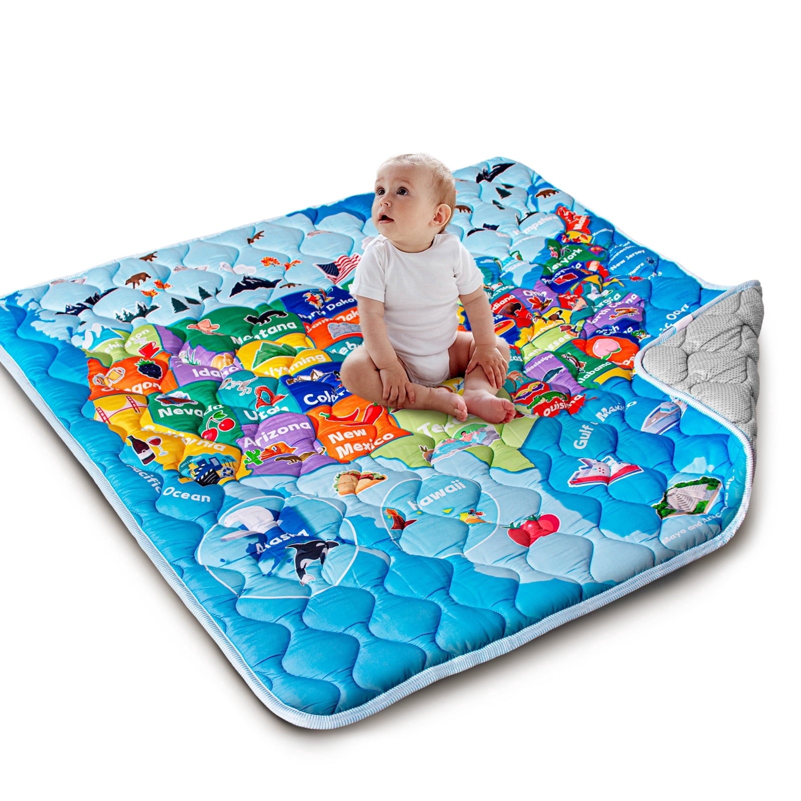 Beavtaens Baby Play Mat for Floor, Fits 50x50 Playpen, Non-Slip, Soft for Infants, 0-4 Years, Animal